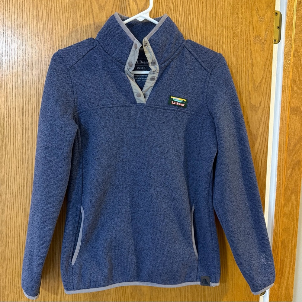 L.L.Bean Sweater Women’s Size XS Reg Fleece 1/4 Snap Mock Neck Pullover